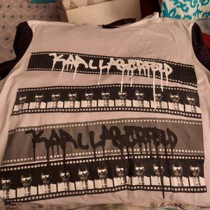 Karl Lagerfeld for Macy's Black & Grey Graffiti Print Tee Shirt, Size Small